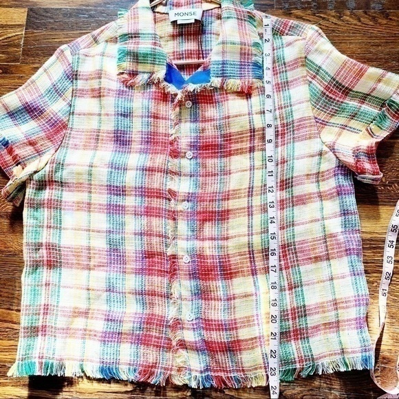 Monse Plaid Boxy Basket Weave Havana Shirt Button Down Top NWT Large Linen Blend - Picture 15 of 15